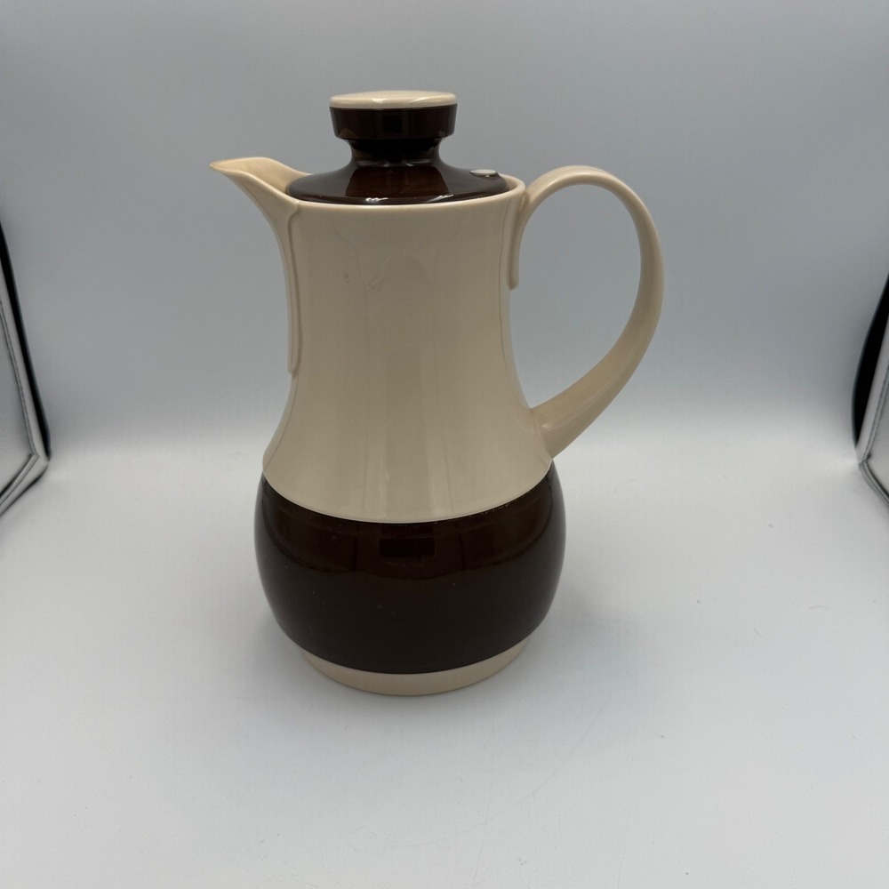 Vintage Thermos No 570 Ingried Carafe Brown Cream West Germany MCM Pitcher